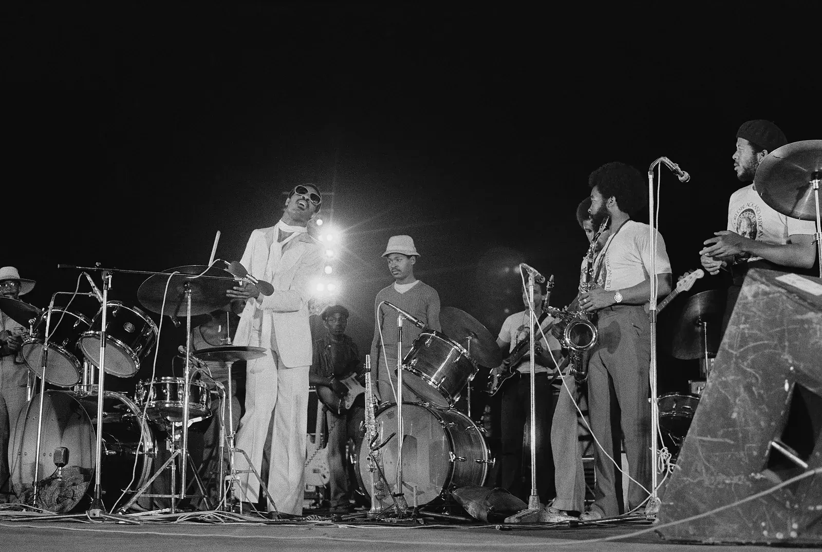Stevie Wonder performs on the drums at FESTAC '77. Copyright: Marilyn Nance / Artists Rights Society (ARS), New York.