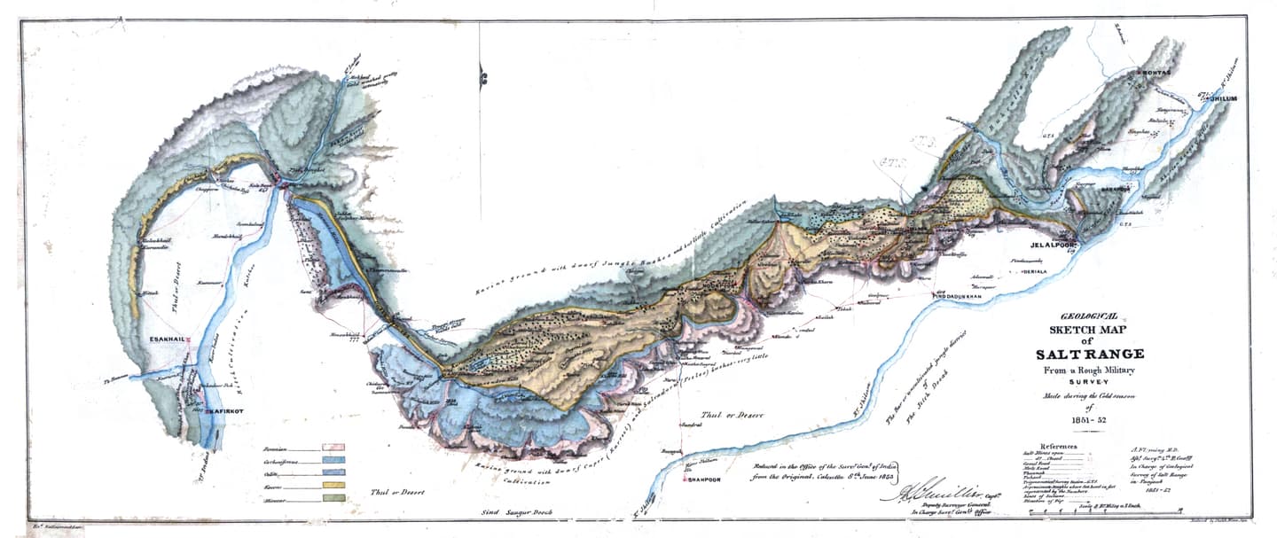 Geological Sketch Map of Salt Range, 1853. Source: Wikimedia Commons.